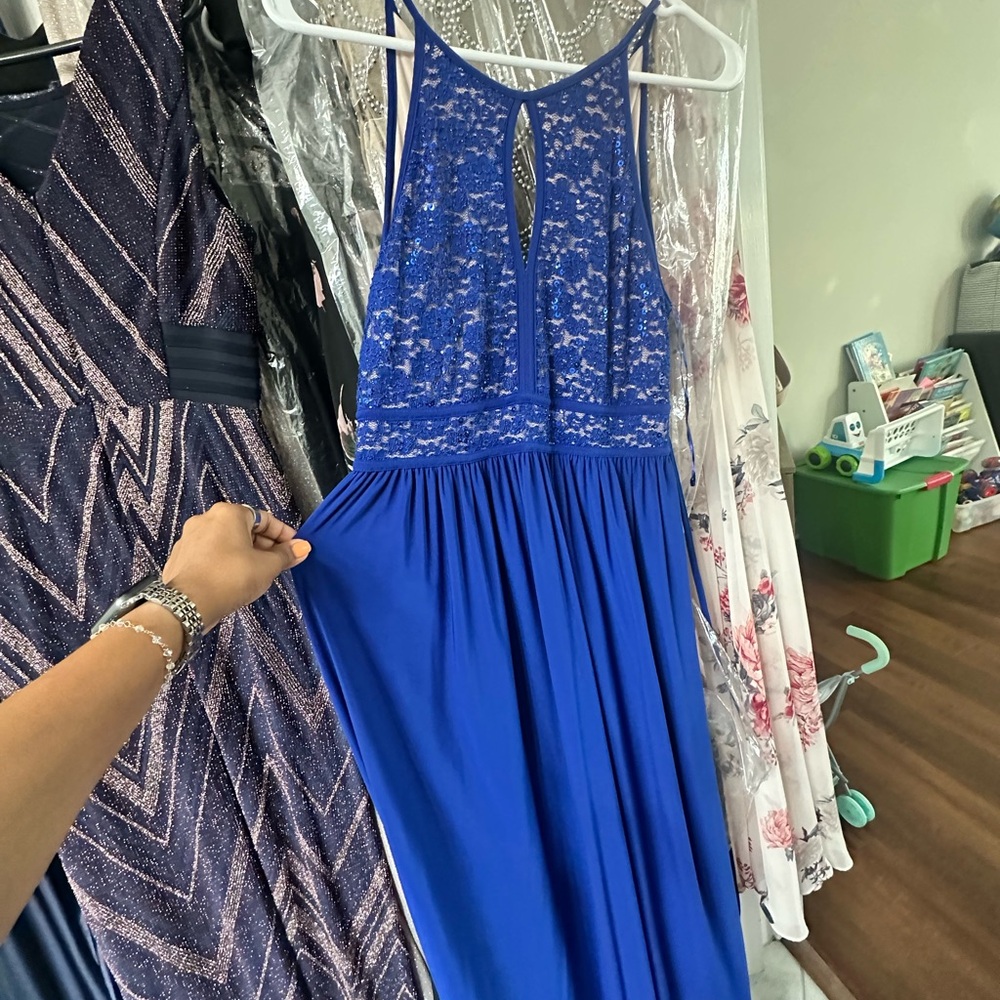Night Way Collections Royal Blue Backless Dress